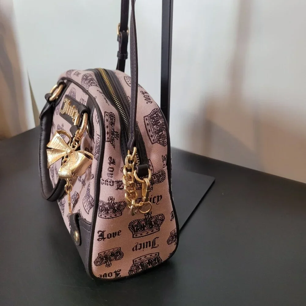 Juicy Couture Light Pink & Brown Trim Crossbody Satchel Bag - Picture 7 of 16